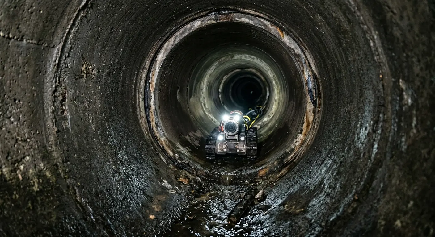 Robotic sewer camera inspecting pipe interior for Drain Snake Service in Delaware